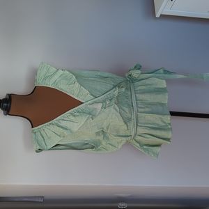 LC by Lauren Conrad striped green & white ruffle faux wrap tank Women's XLarge